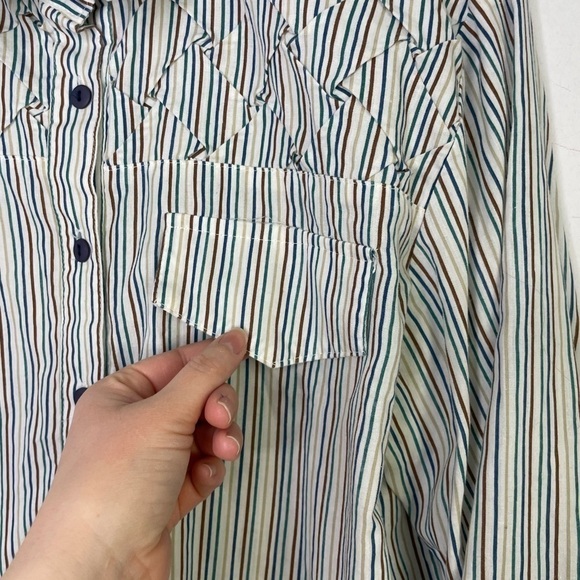 VINTAGE made in USA stripes normcorp buttons blouse - Picture 8 of 10
